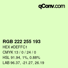 Color code: RGB 222 255 193 | qconv.com