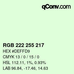 Color code: RGB 222 255 217 | qconv.com