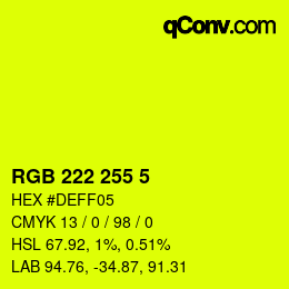 Color code: RGB 222 255 5 | qconv.com