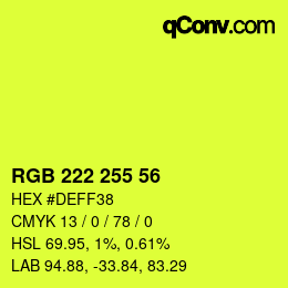 Color code: RGB 222 255 56 | qconv.com