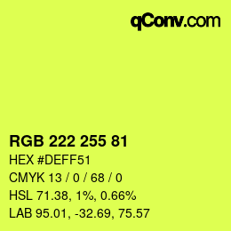 Color code: RGB 222 255 81 | qconv.com