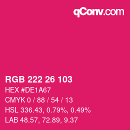 Color code: RGB 222 26 103 | qconv.com