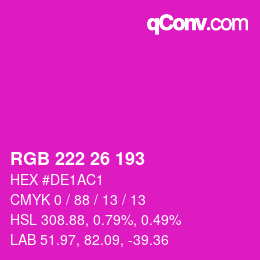 Color code: RGB 222 26 193 | qconv.com