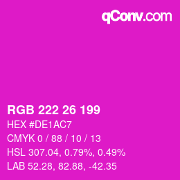 カラーコード: RGB 222 26 199 | qconv.com