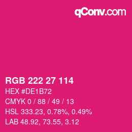 Color code: RGB 222 27 114 | qconv.com