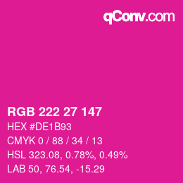 Código de color: RGB 222 27 147 | qconv.com