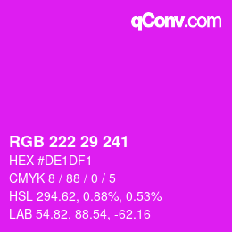Color code: RGB 222 29 241 | qconv.com