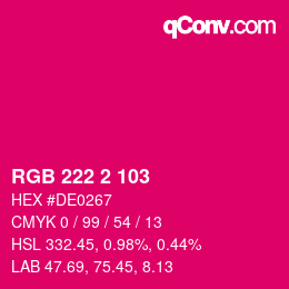 Color code: RGB 222 2 103 | qconv.com