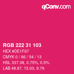 Color code: RGB 222 31 103 | qconv.com