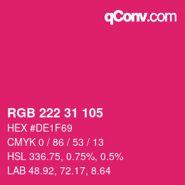 カラーコード: RGB 222 31 105 | qconv.com