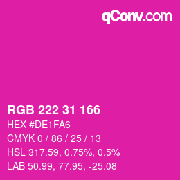 Color code: RGB 222 31 166 | qconv.com