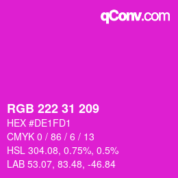 Color code: RGB 222 31 209 | qconv.com