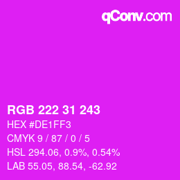 Color code: RGB 222 31 243 | qconv.com