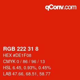 Color code: RGB 222 31 8 | qconv.com
