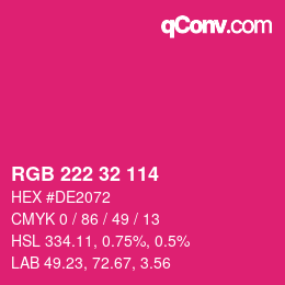 Color code: RGB 222 32 114 | qconv.com
