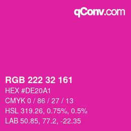 Color code: RGB 222 32 161 | qconv.com