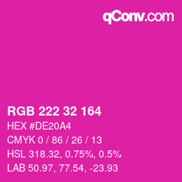 Color code: RGB 222 32 164 | qconv.com