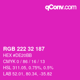 Color code: RGB 222 32 187 | qconv.com
