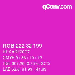 Color code: RGB 222 32 199 | qconv.com
