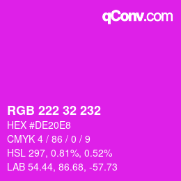 Color code: RGB 222 32 232 | qconv.com