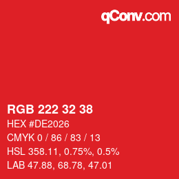 Color code: RGB 222 32 38 | qconv.com