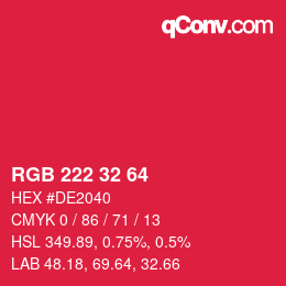 Color code: RGB 222 32 64 | qconv.com