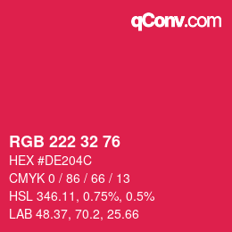 Color code: RGB 222 32 76 | qconv.com