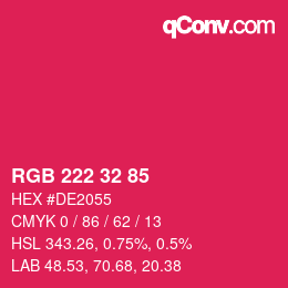 Color code: RGB 222 32 85 | qconv.com