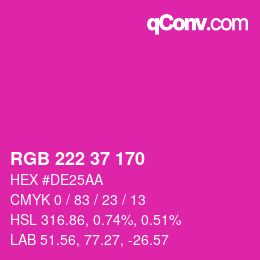 Color code: RGB 222 37 170 | qconv.com