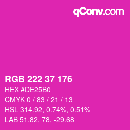 Color code: RGB 222 37 176 | qconv.com