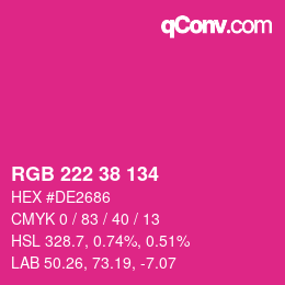 Color code: RGB 222 38 134 | qconv.com