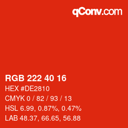 Color code: RGB 222 40 16 | qconv.com