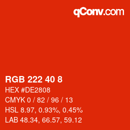 Color code: RGB 222 40 8 | qconv.com
