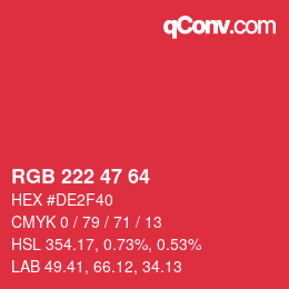 Color code: RGB 222 47 64 | qconv.com