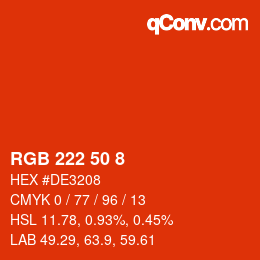 カラーコード: RGB 222 50 8 | qconv.com