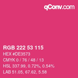 カラーコード: RGB 222 53 115 | qconv.com