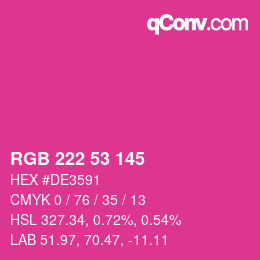 Color code: RGB 222 53 145 | qconv.com