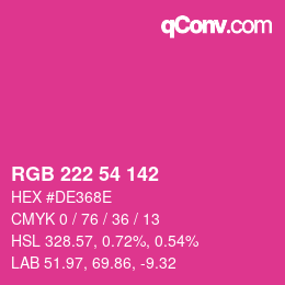 Color code: RGB 222 54 142 | qconv.com