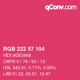 Code couleur: RGB 222 57 104 | qconv.com