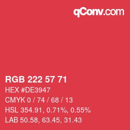 カラーコード: RGB 222 57 71 | qconv.com