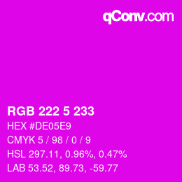 Color code: RGB 222 5 233 | qconv.com