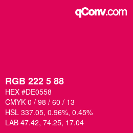 Color code: RGB 222 5 88 | qconv.com