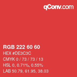 カラーコード: RGB 222 60 60 | qconv.com