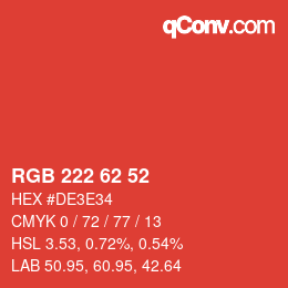 カラーコード: RGB 222 62 52 | qconv.com