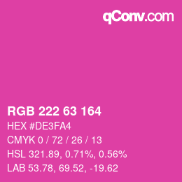 Color code: RGB 222 63 164 | qconv.com