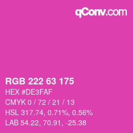 颜色代码: RGB 222 63 175 | qconv.com