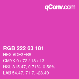 Color code: RGB 222 63 181 | qconv.com