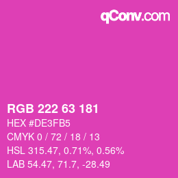 Color code: RGB 222 63 181 | qconv.com