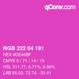 颜色代码: RGB 222 64 191 | qconv.com