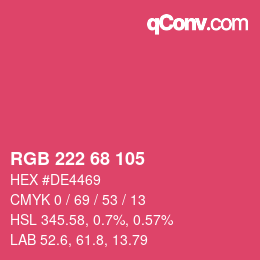 カラーコード: RGB 222 68 105 | qconv.com